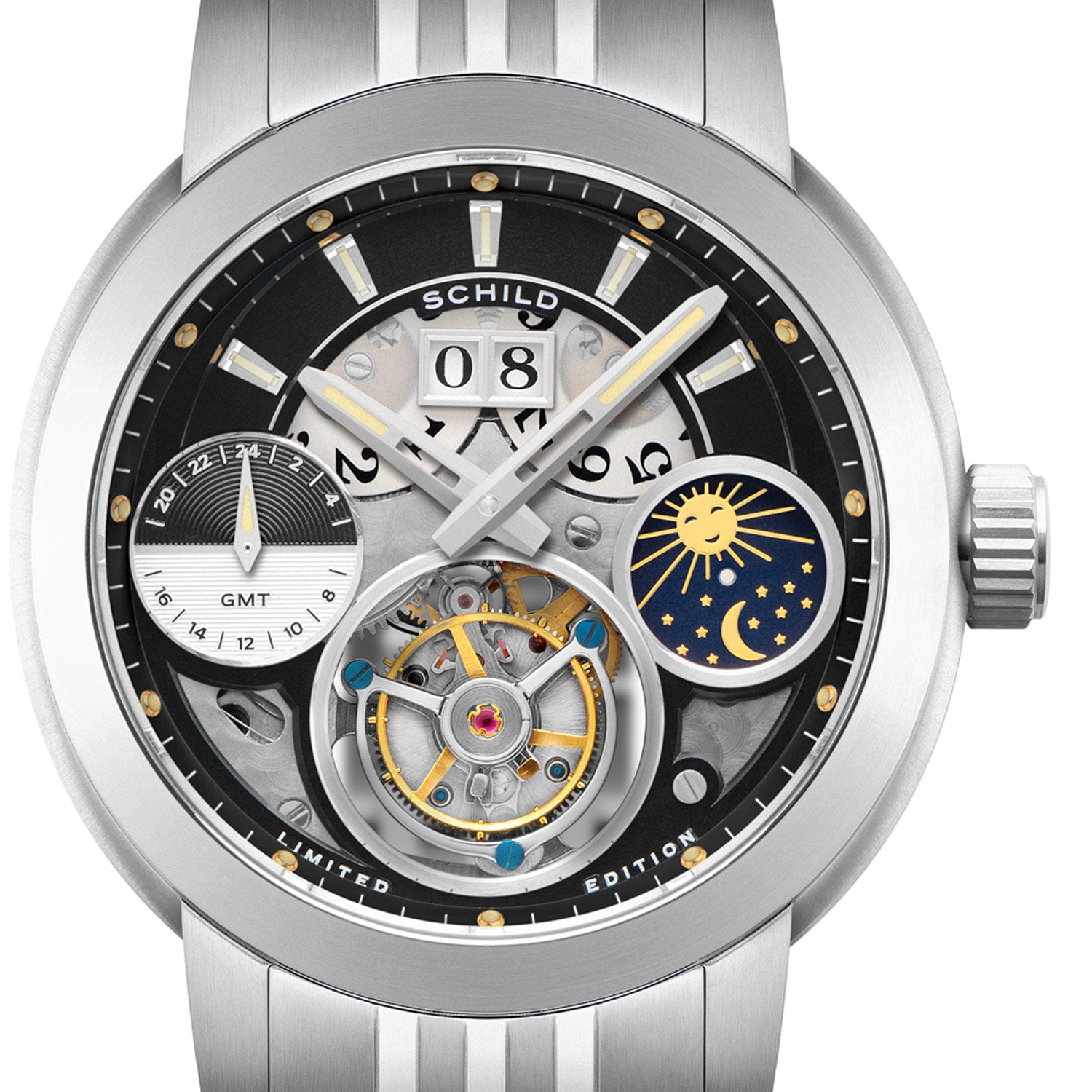 時計 boycott Tsuki-yomi A-T Red Dial Super Titanium Bracelet BY1018-55X